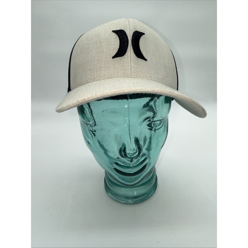 Hurley One And Only hat Cap flex fit S/M Curve Bill  Khaki Cream Gray Flexfit